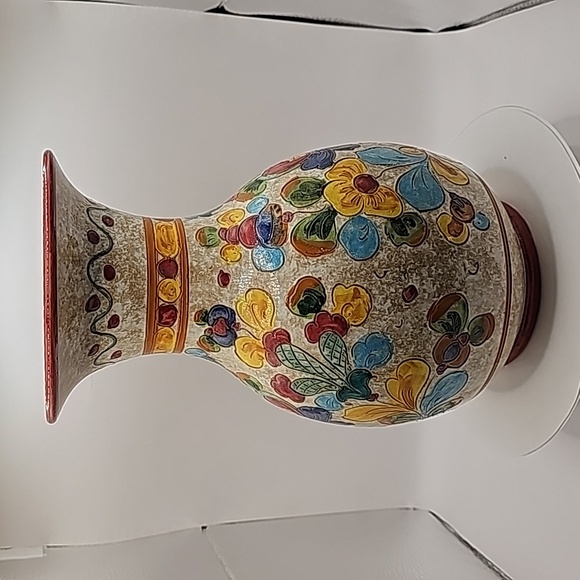 Signed Cassetta G. Colorful Floral Ceramic Vase Made In Italy - Picture 6 of 12